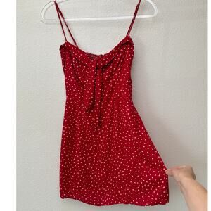 Reformation Red Polka Dot Tie-Front Mini Dress Women’s 4